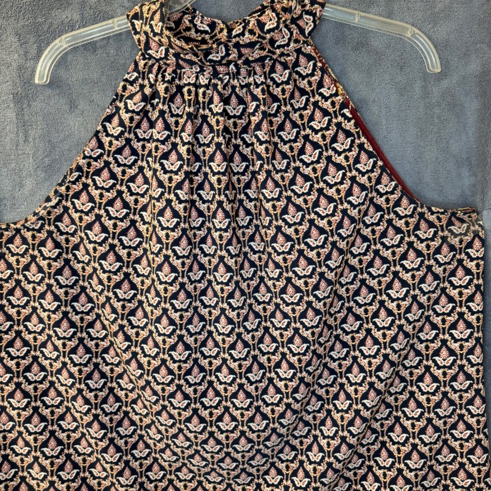 The Limited Halter Top XL Red Navy Yellow Paisley Boho Sleeveless Blouse